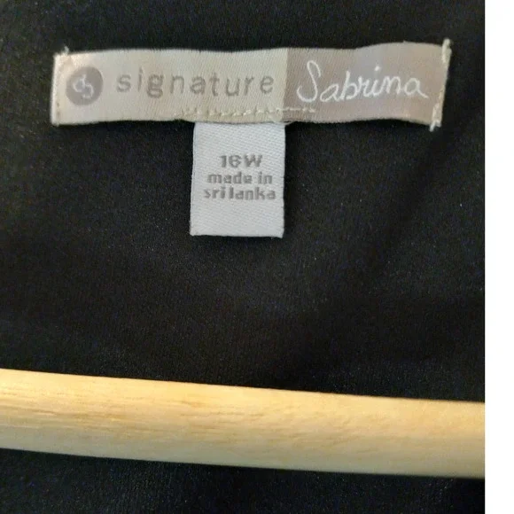 Signature Sabrina Formal Career Pencil Polka Dot Sleeveless Black Blue 16W Dress - Picture 11 of 11